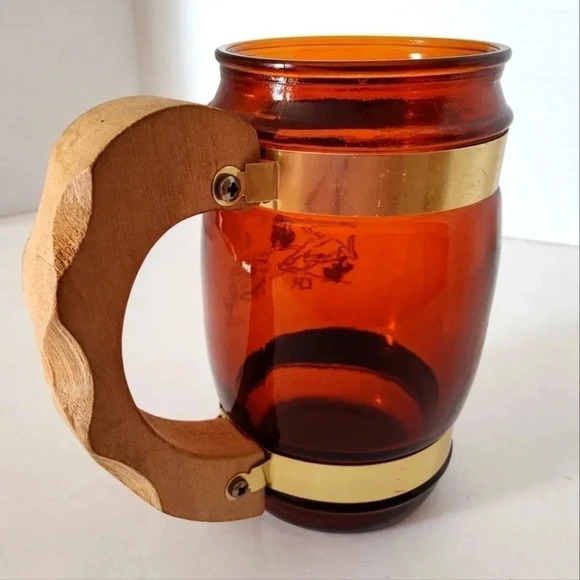 Vintage Siesta Ware Mug Cup, 14 ounce, glass with wooden handle - Picture 4 of 8